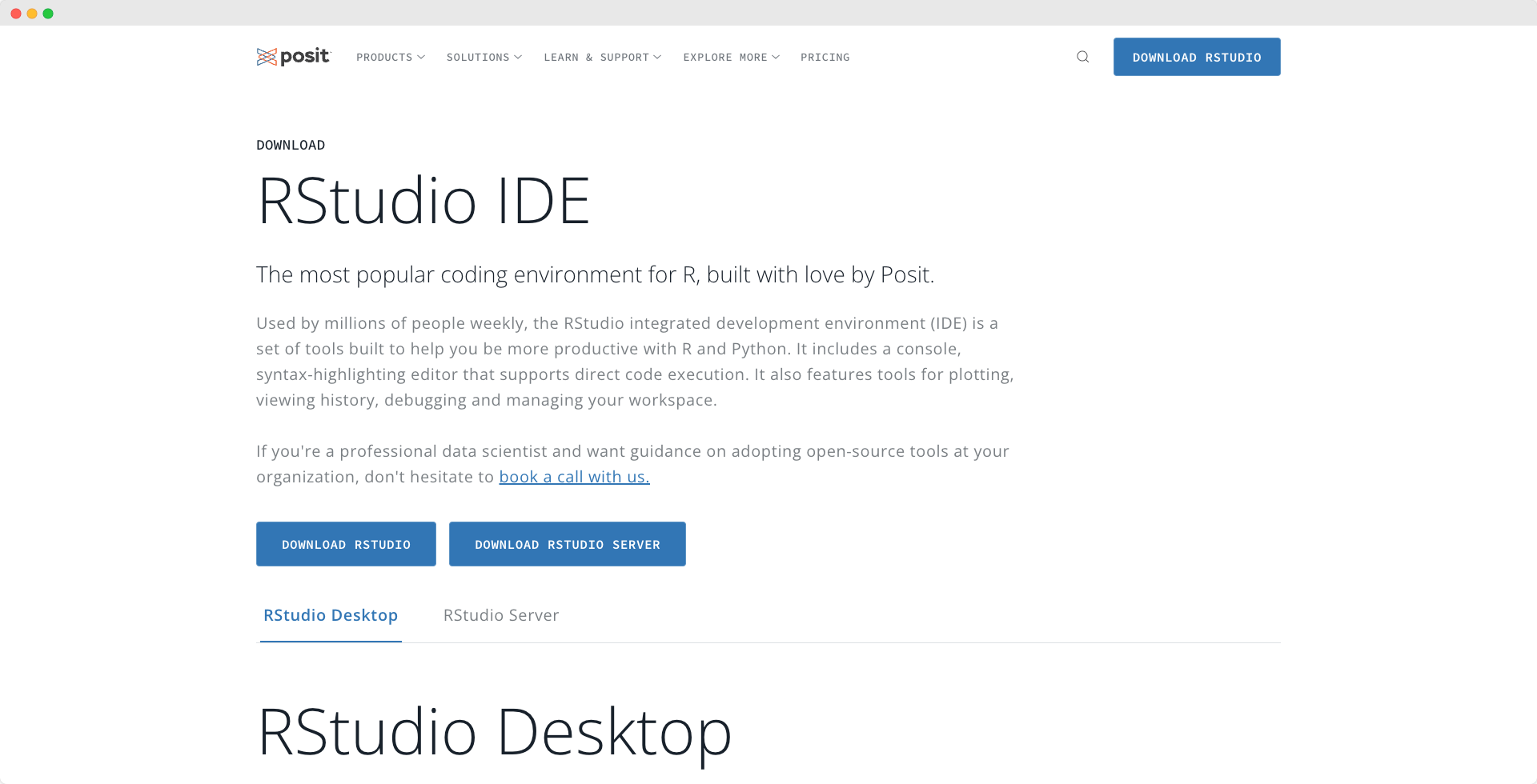 Choose RStudio version