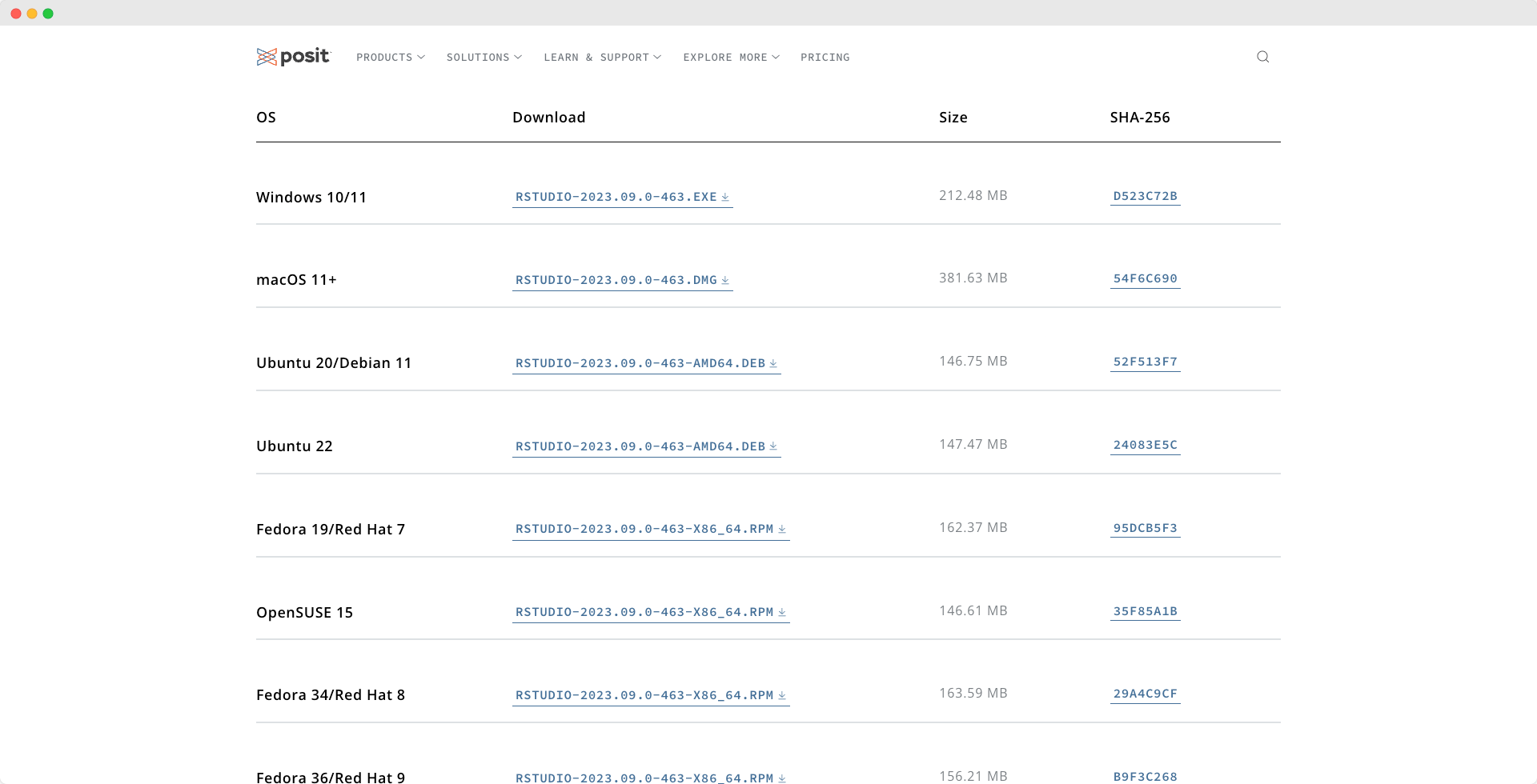 Choose RStudio version