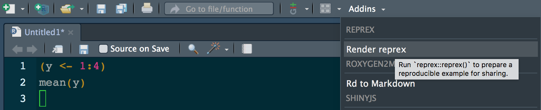 reprex addin